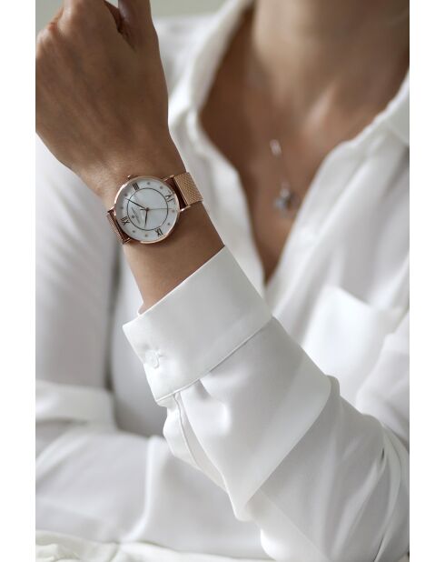 Damenuhr aus roségoldenem Stahl