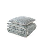 Impérial - Parure de lit housse de couette + taies rectangles en percale de coton bleu