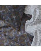 Talisman - Parure de lit imprimée en percale de coton, taies rectangles bleu