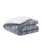 Zephyr - Parure de lit housse de couette + taies rectangles unie en coton bleu/vert