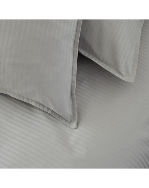 Grand Hôtel - Parure de lit housse de couette + taie rectangle en satin de coton gris argent