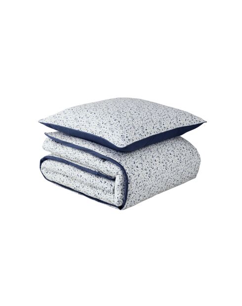 Nui - Parure de lit imprimée en satin de coton, taies rectangles bleu