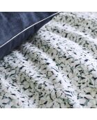 Nui - Parure de lit imprimée en satin de coton, taies rectangles bleu