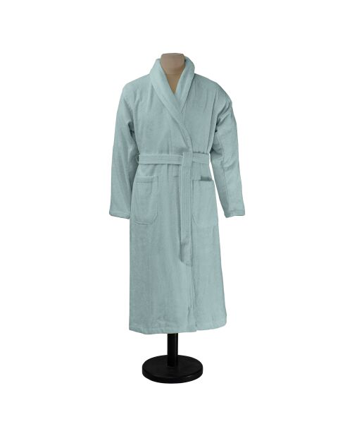 Aqua - Peignoir de bain uni en coton gris plume