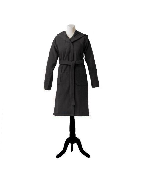 Aqua - accappatoio con cappuccio in cotone nero a tinta unita