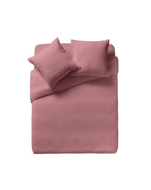 Tendresse - Copripiumino quadrato in garza di cotone lavato rosa Pink Canyon + federa