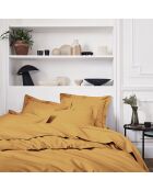 Première - Funda nórdica lisa de percal de algodón amarillo Sahara