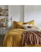 Tendresse - Funda nórdica lisa de gasa de algodón lavado amarillo camel