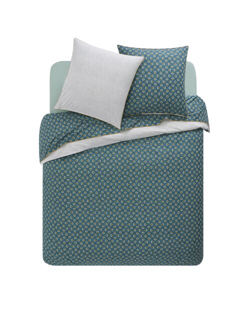 Eclipse - Funda nórdica con estampado de percal de algodón azul esmeralda