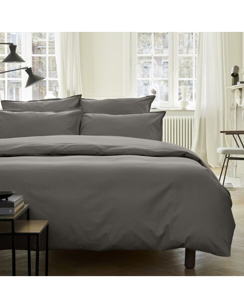 Grand Hôtel - Parure de lit housse de couette + taie rectangle en satin de coton gris zinc