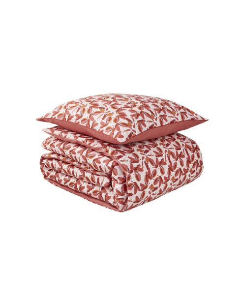 Allegoria - Juego de cama de percal de algodón estampado, fundas de almohada rectangulares rojas