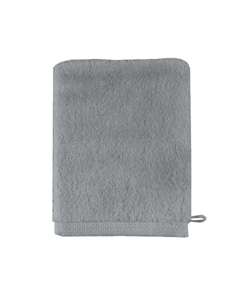 Aqua - Gant de toilette uni en coton gris argent - 16x21 cm