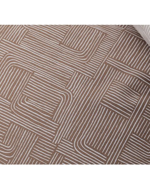 Géo mineral - Parure de lit imprimée en percale de coton, taies carrées beige foncé