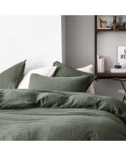 Tendresse - Taie d'oreiller unie en gaze de coton vert