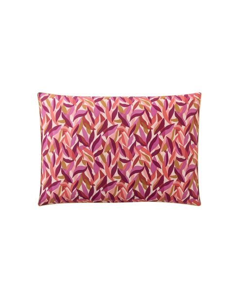 Leaves - Taie d'oreiller imprimée en percale de coton rose foncé