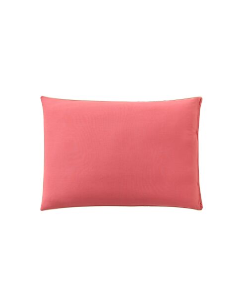 Leaves - Taie d'oreiller imprimée en percale de coton rose foncé