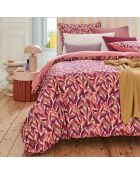 Leaves - federa rosa scuro con stampa in percalle di cotone