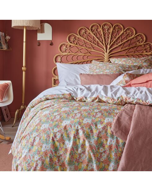 Love Birds - Funda nórdica y fundas de almohada rectangulares de percal de algodón rosa