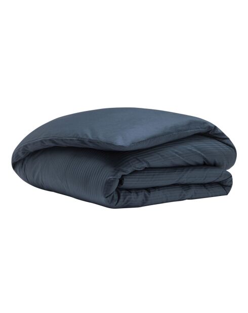 Grand Hôtel - Parure de lit housse de couette + taie carrée en satin de coton bleu marine