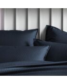 Grand Hôtel - Parure de lit housse de couette + taie carrée en satin de coton bleu marine