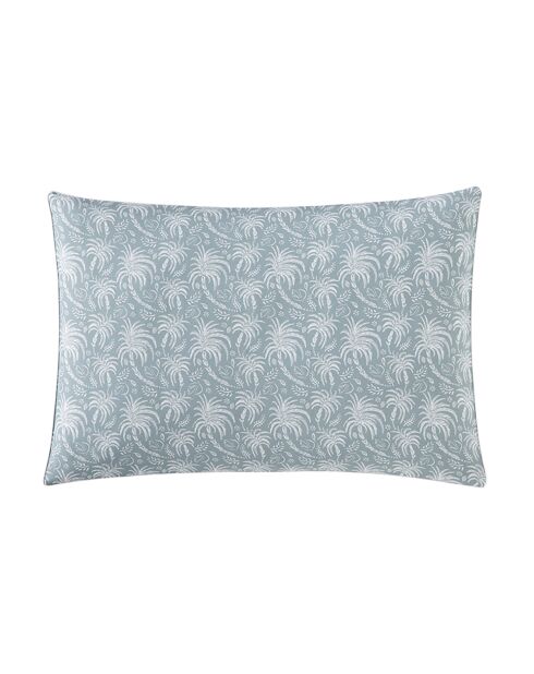 Palma - Taie d'oreiller imprimée en percale de coton bleu