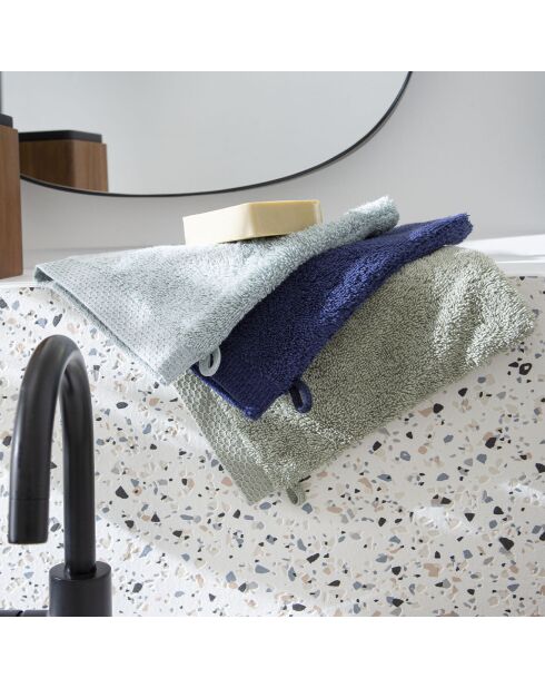 Aqua - Gant de toilette uni en coton bleu nocturne - 16x21 cm