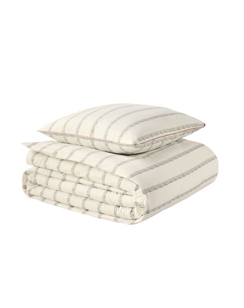 Jardin secret - Parure de lit imprimée en percale de coton, taies rectangles blanc