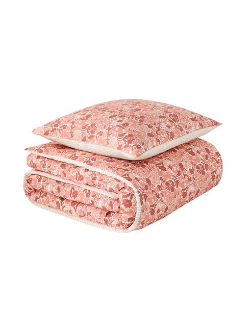 Gloria - Set letto in percalle di cotone stampato, federe quadrate rosa