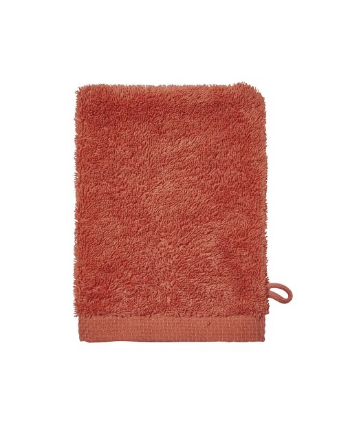 Aqua - Gant de toilette uni en coton rouge rooibos - 16x21 cm