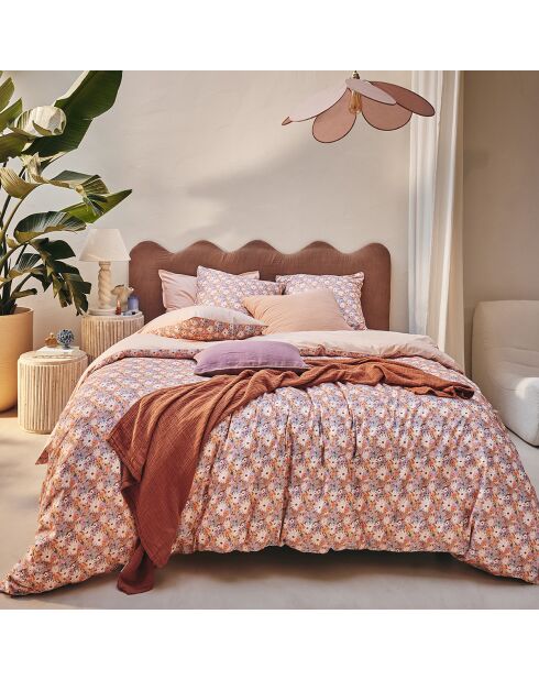 Love Story - Juego de cama de percal de algodón estampado, fundas de almohada cuadradas moradas