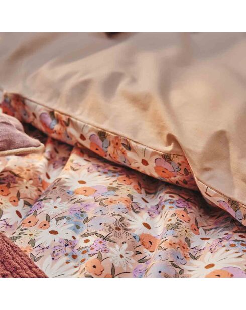 Love Story - Juego de cama de percal de algodón estampado, fundas de almohada cuadradas moradas