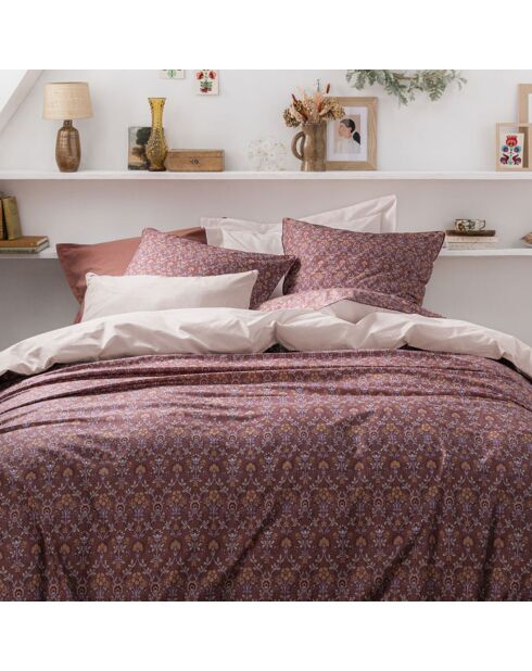 Virginia - Funda de edredón con estampado de percal de algodón morado