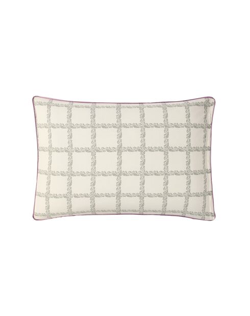 Jardin secret - Taie d'oreiller imprimée en percale de coton blanc