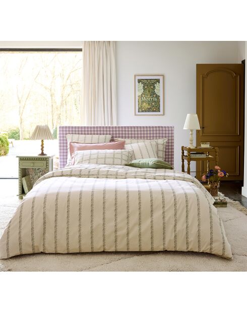 Jardin secret - Taie d'oreiller imprimée en percale de coton blanc