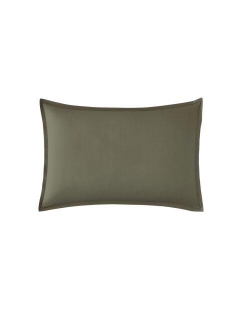Première - Taie d'oreiller unie en percale de coton vert jungle
