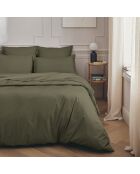 Première - Taie d'oreiller unie en percale de coton vert jungle