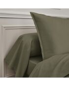 Première - Taie d'oreiller unie en percale de coton vert jungle