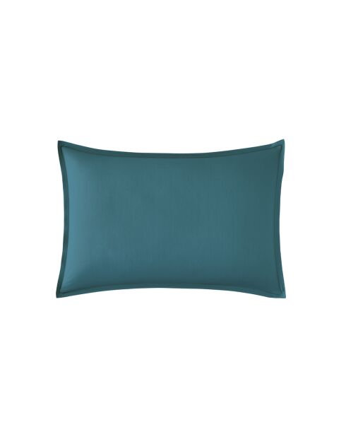 Première - Taie d'oreiller unie en percale de coton bleu emeraude
