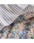 Bosquet - Parure de lit housse de couette + taies carrées en percale de coton bleu