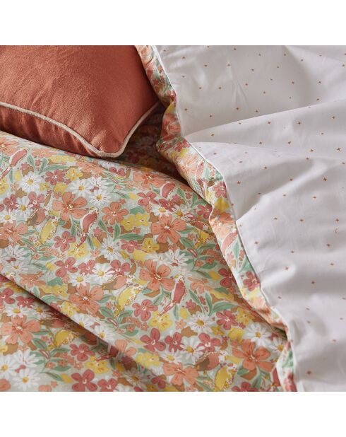 Love Birds - Funda de edredón con estampado de percal de algodón rosa