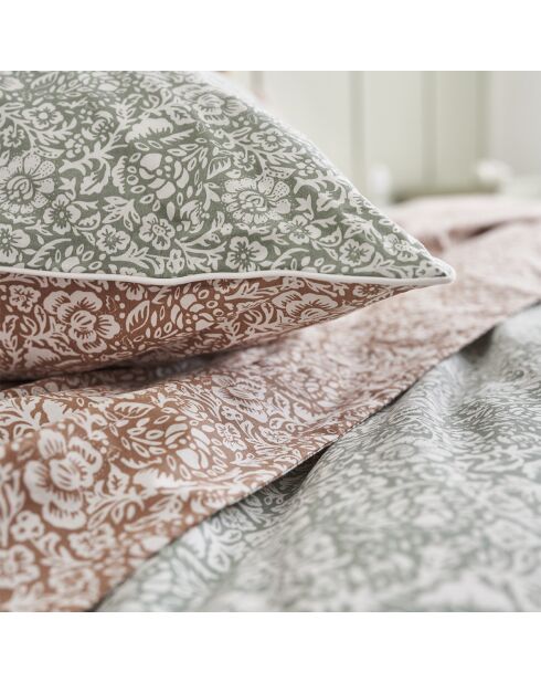 Jaipur - Parure de lit housse de couette + taies carrées en percale de coton marron