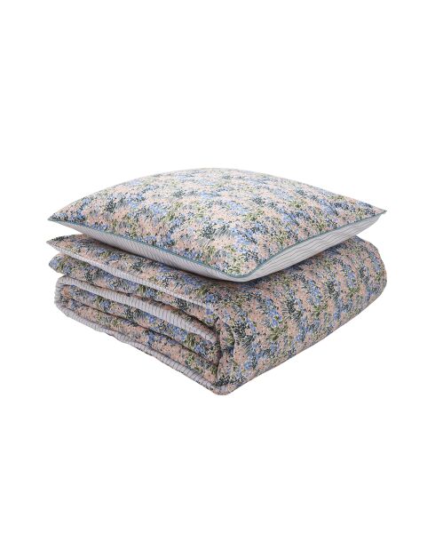 Bosquet - Parure de lit housse de couette + taies rectangles en percale de coton bleu