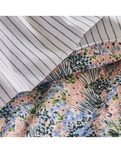 Bosquet - Parure de lit housse de couette + taies rectangles en percale de coton bleu