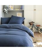 Tendresse - Funda nórdica lisa de gasa de algodón azul chino
