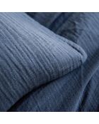 Tendresse - Funda nórdica lisa de gasa de algodón azul chino