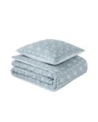 Palma - Parure de lit imprimée en percale de coton, taies rectangles bleu