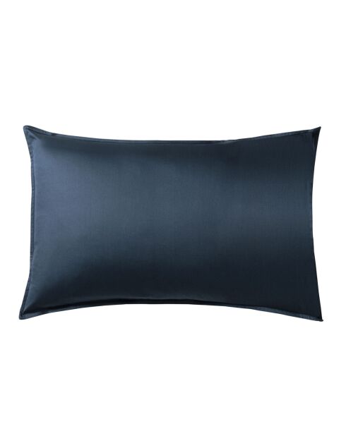 Grand Hôtel - Taie d'oreiller unie en satin de coton bleu marine