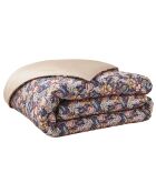 Funda de edredón con estampado de satén de algodón azul Folk Flowers