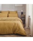 Première - Taie de traversin unie en percale de coton jaune sahara