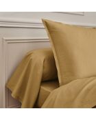 Première - Taie de traversin unie en percale de coton jaune sahara